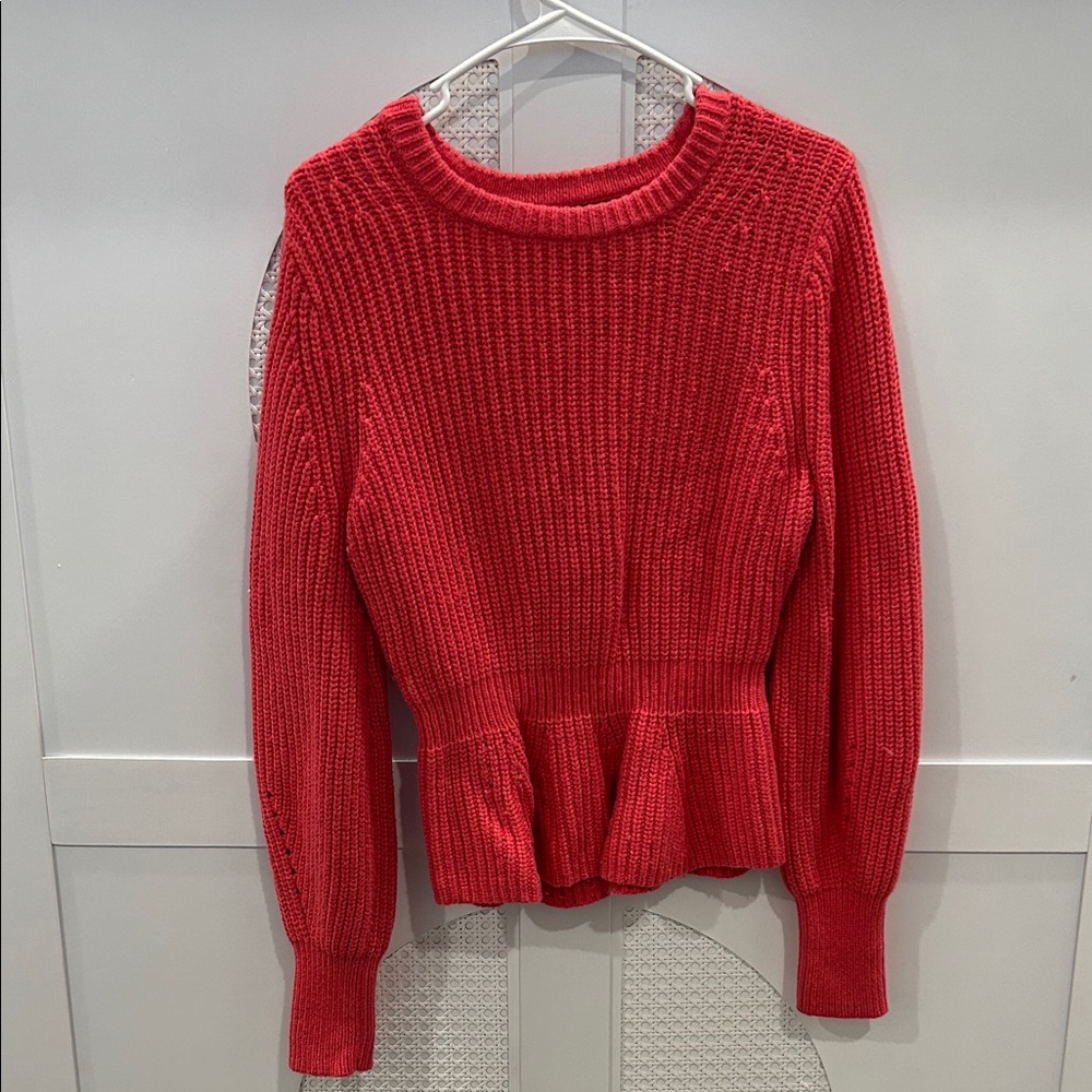 Banana Republic Pink Chunky Knit Peplum Sweater